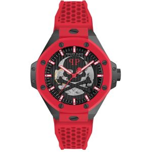 Philipp Plein, Skeleton Royal Automatisch Herenhorloge Rood, Heren, Maat:ONE Size