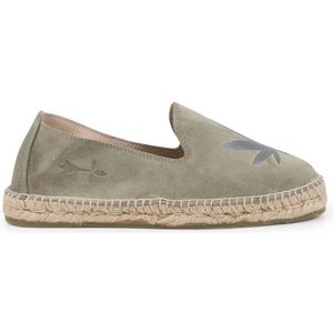 Manebí, Schoenen, Heren, Groen, 41 EU, Suède, Army Green Suede Espadrilles met Touw Zool