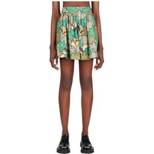 Kenzo, Grafische Geplooide Mini Rok Groen, Dames, Maat:S