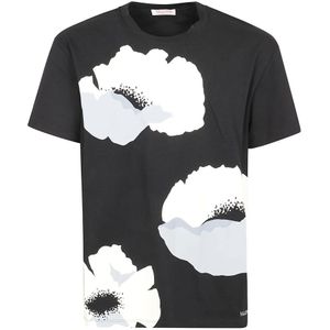 Valentino Garavani, Bloemenportret T-Shirt Zwart, Heren, Maat:M