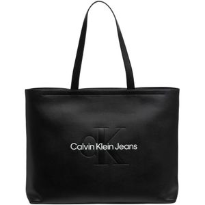 Calvin Klein Jeans, Tassen, Dames, Zwart, ONE Size, Stijlvolle Tote Bag met Ritssluiting