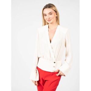 Pinko, Blouses & Shirts, Dames, Beige, M, Elegante Zijdeblend Blouse