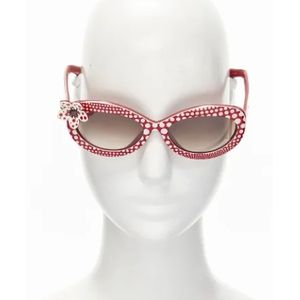 Louis Vuitton Vintage, Pre-owned, Dames, Rood, ONE Size, Tweed, Pre-owned Plastic sunglasses