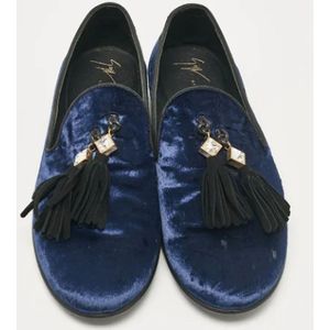 Giuseppe Zanotti Pre-owned, Pre-owned, Dames, Blauw, 40 EU, Pre-owned Velvet flats