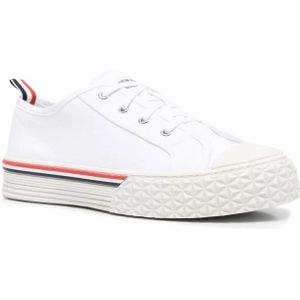 Thom Browne, Schoenen, Heren, Wit, 40 EU, Katoen, Witte Sneakers met Streep-Trim