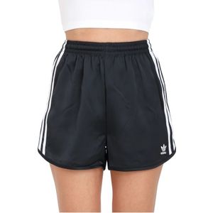 Adidas Originals, Zwarte Satijnen Sprint Shorts Vrouwen Zwart, Dames, Maat:XL