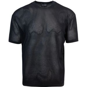 Emporio Armani, Zwarte T-shirts en Polos Mesh Collectie Zwart, Heren, Maat:3XL