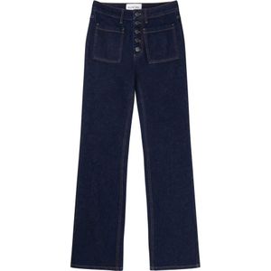 Munthe, Jeans, Dames, Blauw, L, Katoen, Hoge Taille Jeans met Oversize Zakken