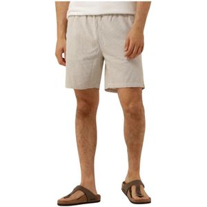 Pure Path, Korte broeken, Heren, Beige, L, Linnen, Taupe Seersucker Shorts met Zakken