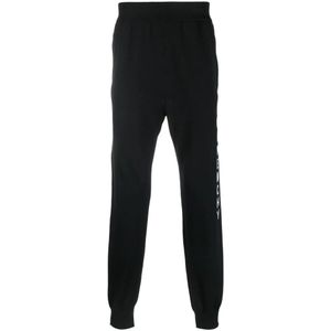 Givenchy, Zwarte wollen gebreide joggingbroek met logo detail Zwart, Heren, Maat:M