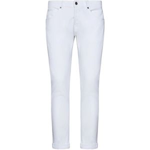 Dondup, Witte Skinny-Fit Jeans met Logo Plaque Wit, Heren, Maat:W32