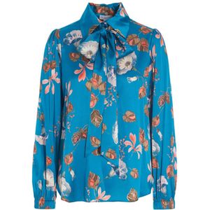Dea Kudibal, Blouses & Shirts, Dames, Blauw, XL, Zijden blouse met grote kattenstrik