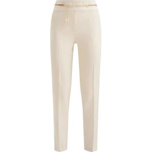 Alviero Martini 1a Classe, Broeken, Dames, Beige, M, Polyester, Slimme Ritsbroek met Geo Detail