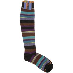 Gallo, Ondergoed, Dames, Veelkleurig, ONE Size, Katoen, Italiaanse kniehoge gestreepte sokken