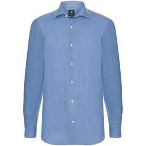 Boggi Milano, Overhemden, Heren, Blauw, XS, Linnen, Regular Fit Linnen Overhemd