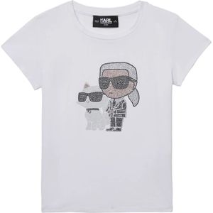 Karl Lagerfeld, Tops, Dames, Wit, M, Korte mouw T-shirt met ronde hals