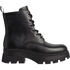 Calvin Klein, Chunky Combat Lace-Up Boot Zwart, Dames, Maat:36 EU