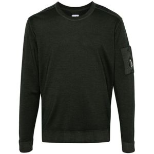 C.p. Company, Sweatshirts & Hoodies, Heren, Groen, M, Groene Militaire Trui met Zak