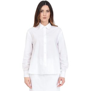 Armani Exchange, Blouses & Shirts, Dames, Wit, S, Katoen, Wit Slim Fit Katoenen Overhemd