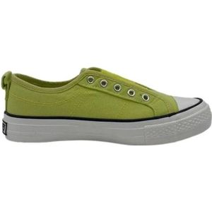 Twinset, Schoenen, Dames, Groen, 40 EU, Katoen, Groene Canvas Sneakers met Geborduurd Logo