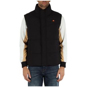 Ellesse, Jassen, Heren, Zwart, L, Polyester, Gewatteerd Mouwloos Jack met Voorlogo Patch