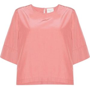 Forte Forte, Blouses & Shirts, Dames, Roze, XL, Polyester, Oversized T-shirt in Chic Taffettas