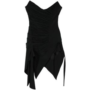 Mugler, Zwart Mesh Panel Jurk Zwart, Dames, Maat:S