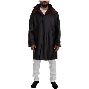 Dolce & Gabbana, Mantels, Heren, Zwart, S, Katoen, Zwarte Katoenen Parka Jas