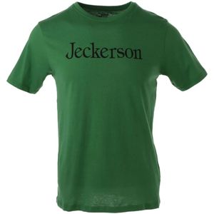 Jeckerson, Tops, Heren, Groen, L, Katoen, Groene Print Slim Fit T-Shirt