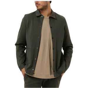 The GoodPeople, Jassen, Heren, Grijs, L, Katoen, Donkergroen Overshirt Lavi