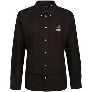 Kenzo, Bloem Crest Casual Overhemd Zwart, Heren, Maat:L
