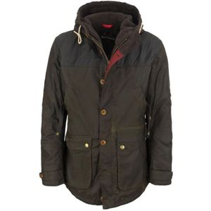 Barbour, Eigentijdse Slim Fit Gewaxte Katoenen Parka Groen, Heren, Maat:L