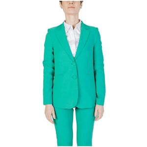 Sandro Ferrone, Jassen, Dames, Groen, XL, Polyester, Groene V-Neck Blazer