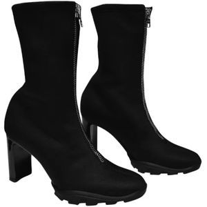 Alexander McQueen, Schoenen, Dames, Zwart, 38 EU, Leer, Fabric boots