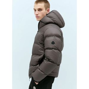 Moncler, Jassen, Heren, Bruin, XL, Ripstop Donsjack met Afneembare Capuchon