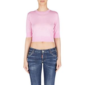 Dsquared2, Truien, Dames, Roze, S, Wol, Korte mouw wollen trui in roze