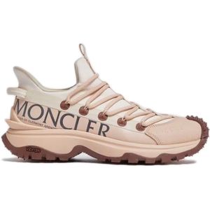 Moncler, Schoenen, Dames, Roze, 37 EU, Polyester, Roze Sneakers met Reflecterende Veters