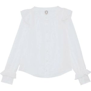 Ines De La Fressange Paris, Blouses & Shirts, Dames, Wit, 2Xs, Katoen, Moderne Gerimpelde Zijde Katoen Top
