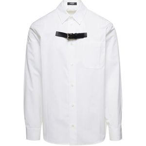 Versace, Overhemden, Heren, Wit, M, Katoen, Witte Buckle Look Overhemden