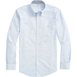 Brooks Brothers, Regent Regelijke FIT Nionurs Sport Overhemd, Oxford Stretch, knoop-down kraag Blauw, Heren, Maat:XL