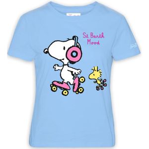 MC2 Saint Barth, Tops, Dames, Blauw, L, Katoen, Snoopy Mood Crew Neck T-Shirt
