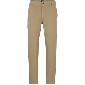 Hugo Boss, Broeken, Heren, Beige, W32 L34, Katoen, Beige Tapered Chino Broek van Katoen