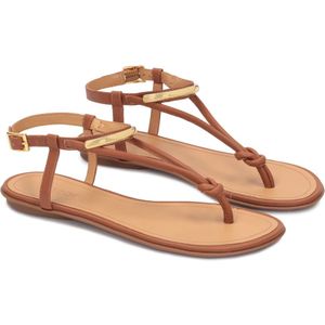 Kazar, Schoenen, Dames, Bruin, 41 EU, Leer, Platte bruin lederen flip-flops stijl sandalen