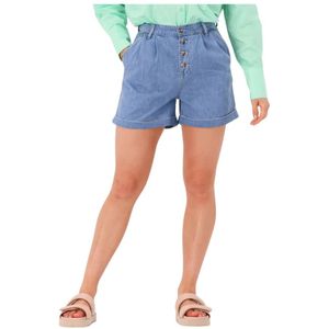 Object, Korte broeken, Dames, Blauw, XS, Denim, Blauwe High Waist Denim Shorts