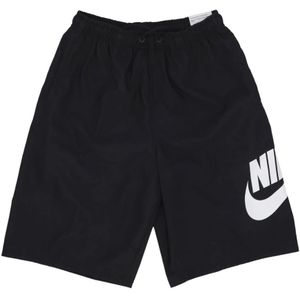 Nike, Korte broeken, Heren, Zwart, S, Club Geweven Shorts Zwart/Wit