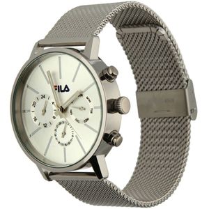 Fila, Accessoires, Heren, Grijs, ONE Size, Heren roestvrijstalen zilveren mesh band horloge 38-838-001