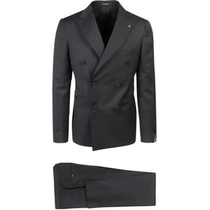 Tagliatore, Single Breasted Suits Zwart, Heren, Maat:L