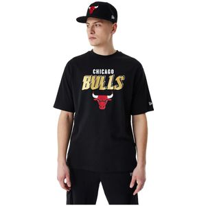 New Era, Tops, Heren, Zwart, 2Xl, Zwarte Bulls Team Script Tee