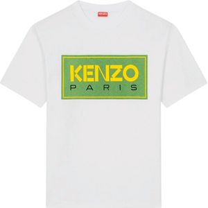 Kenzo, Tops, Heren, Wit, L, Tee-Shirt Parijs Wit Groen - L