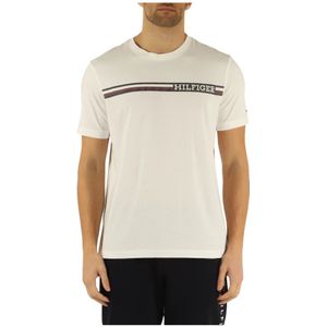 Tommy Hilfiger, Regular Fit Katoenen T-Shirt met Voorlogo Print Wit, Heren, Maat:L